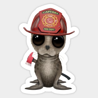 Cute Baby Seal Firefighter Sticker